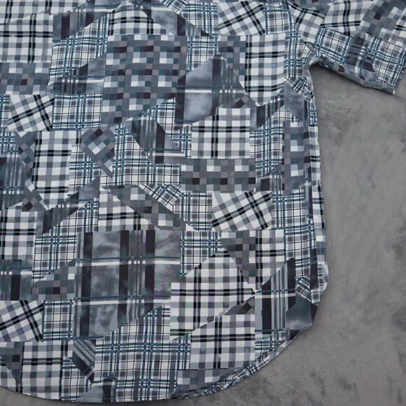 VO5 Shirt Mens L Gray Geometric Cinco En Todo Button Up Short Sleeve Collared - Picture 14 of 15